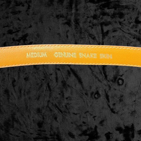 Vintage 80s 90s Genuine Snakeskin Belt Gold Hardware Size Medium - Picture 7 of 7